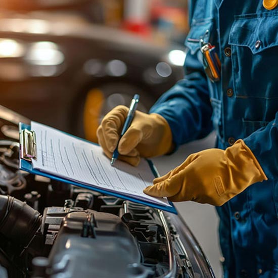 Auto technician with checklist