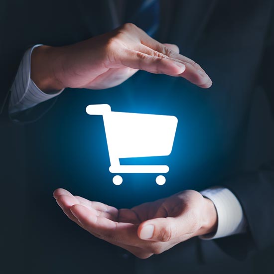hands with shopping cart